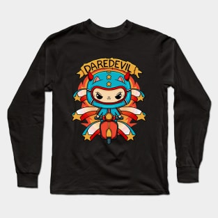 Daredevil Cat on a Scooter Long Sleeve T-Shirt